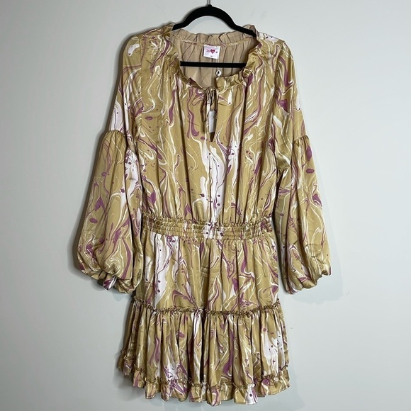 SOLD Buddy Love | Printed Puff Sleeve Dress Size Large NWT - Picture 2 of 8
